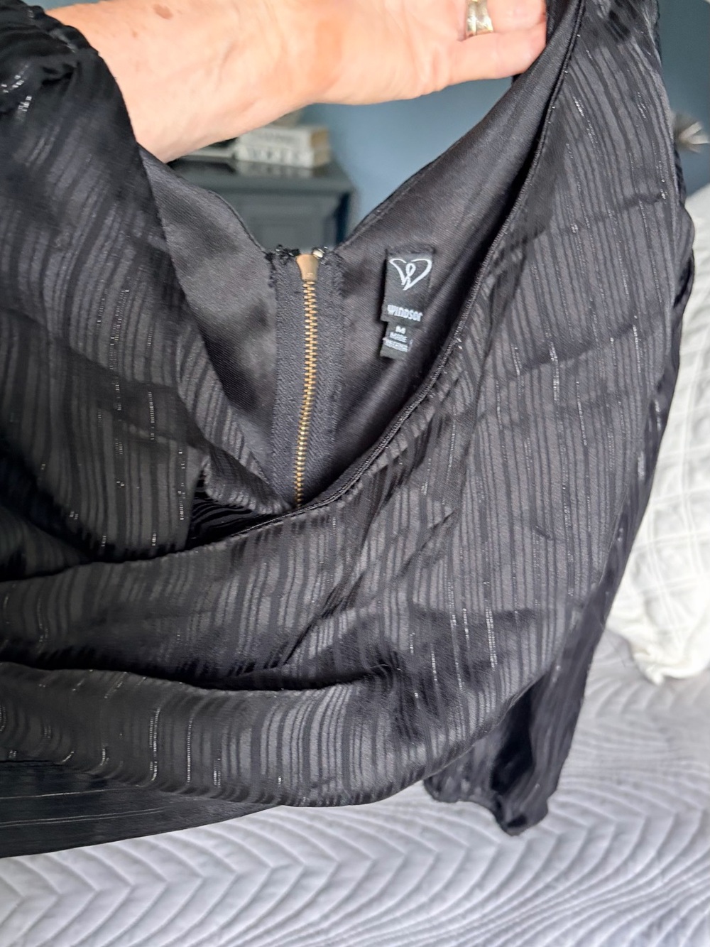 Windsor Black Sheer-Stripe was crop dressy top